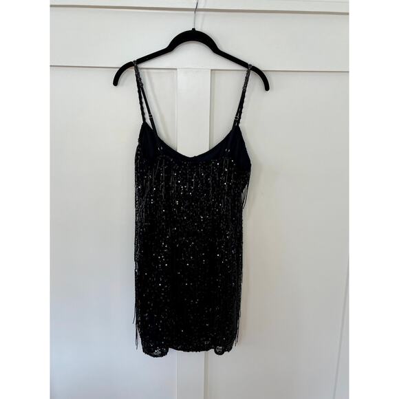 NEW NWT Show Me Your Mumu Sparks Fly Mini Dress Black Beaded Fringe Size Small - Picture 3 of 4